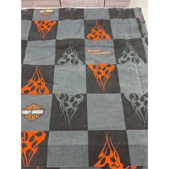 Harley Davidson Flames 83x17 Inch Window Valance motorcycles curtains lot of 2 - Picture 1 of 7